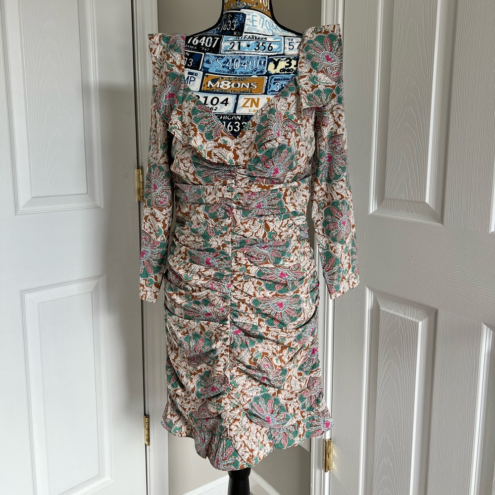 NWT Veronica Beard Lozano Floral Silk Ruched Minidress - Picture 6 of 9